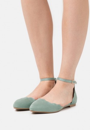 Dámské Baleríny Anna Field Ankle Páskové Ballet Pumps Mátově Zelená | SHUQ-60471