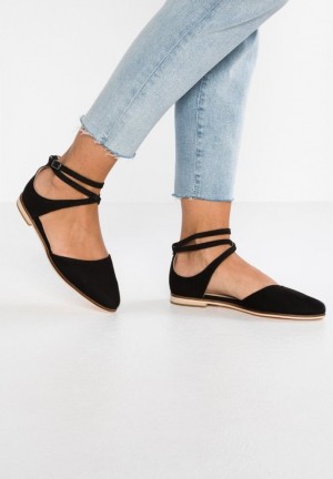 Dámské Baleríny Anna Field Læder Ankle Páskové Ballet Pumps Ankle Páskové Ballet Pumps Černé | WVFD-31458