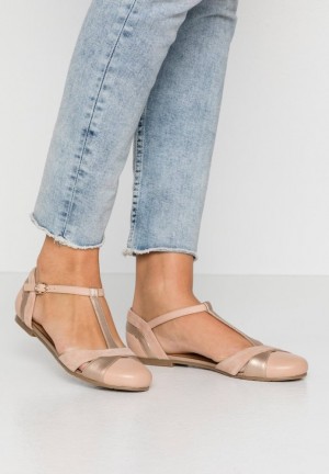 Dámské Baleríny Anna Field Læder Ballerinas Ankle Páskové Ballet Pumps Béžový | WASD-24036