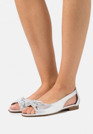 Dámské Baleríny Anna Field Læder Peeptoe Ballet Pumps Stříbrné | HBTA-76381
