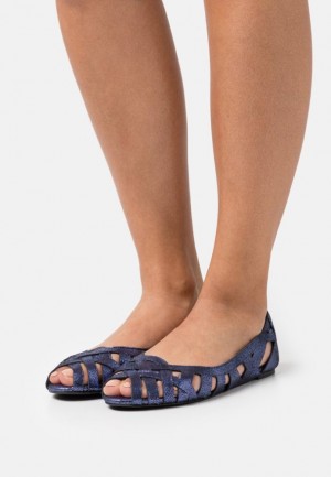 Dámské Baleríny Anna Field Peeptoe Ballet Pumps Tmavě Blankyt | SKGE-84396