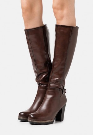 Dámské Boty Anna Field High Podpatku Boots Tmavě Hnědé | SYMI-29130