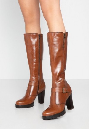 Dámské Boty Anna Field Læder Boots High Podpatku Boots Hnědé | VTNB-34792