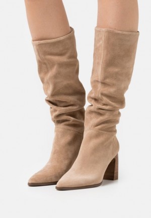 Dámské Boty Anna Field Læder High Podpatku Boots Béžový | BKXN-50792