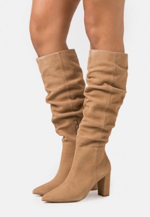 Dámské Boty Anna Field Læder High Podpatku Boots Béžový | WCVP-37984