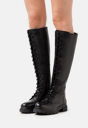 Dámské Boty Anna Field Læder Krajkové Up Boots Černé | NUXT-19762
