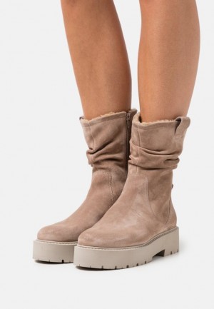 Dámské Boty Anna Field Læder Platformy Boots Béžový | LIPU-89135