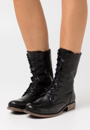 Dámské Boty Anna Field Læder Zimní Boot Krajkové Up Boots Černé | DXPY-63014