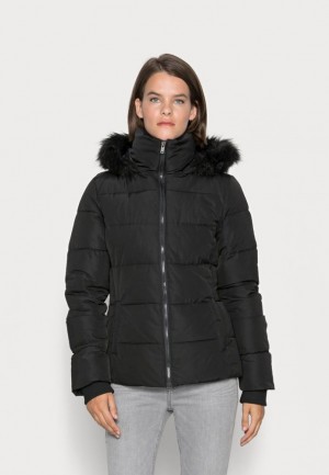 Dámské Kabát Anna Field Krátké Puffer With Hood Zimní Jacket Černé | ORSI-50614