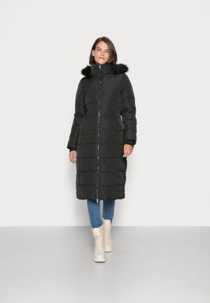 Dámské Kabát Anna Field Long Puffer With Hood Zimní Coat Černé | UPAD-48307