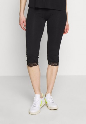 Dámské Kalhoty Anna Field Capri Leggings With Krajkové Leggings Trousers Černé | KYOR-35968