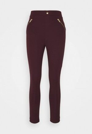 Dámské Kalhoty Anna Field Punto Legging With Zip Detail Trousers Vínové | FICN-05261