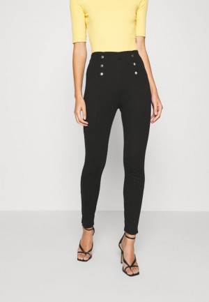 Dámské Kalhoty Anna Field Punto Leggings With Button Detail Leggings Trousers Černé | JKOC-62951