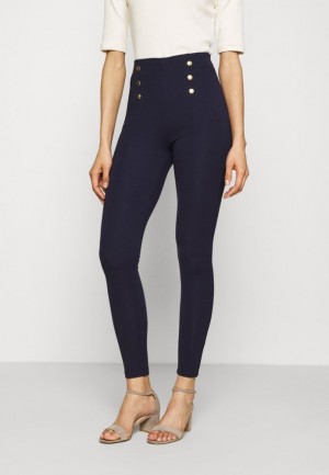 Dámské Kalhoty Anna Field Punto Leggings With Button Detail Leggings Trousers Tmavě Blankyt | FIYX-03697