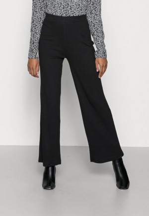 Dámské Kalhoty Anna Field Žebrovaný Široké Leg Trousers Trousers Černé | SUIM-16740