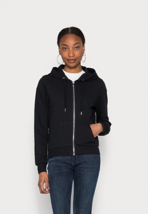 Dámské Kardigan Anna Field Slim Fit Sweat Jacket Zip Up Sweatshirt Černé | TARZ-68347