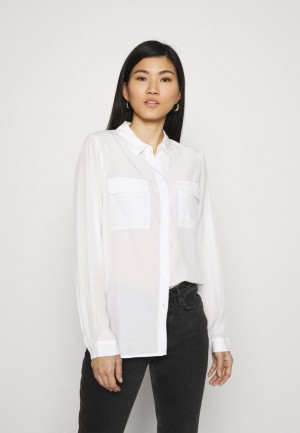 Dámské Košile Anna Field Basic Blouse With Front Pockets Button Down Bílé | JOVE-79645