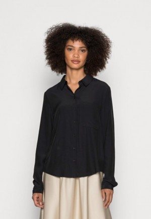 Dámské Košile Anna Field Basic Blouse With Pocket Button Down Černé | CFBX-63591
