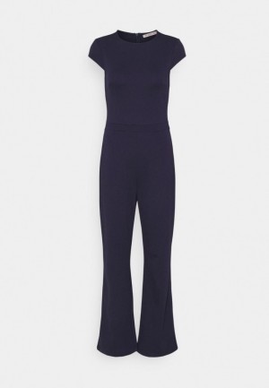 Dámské Kombinéza Anna Field Cap Sleeves Punto Široké Leg Jumpsuit Tmavě Blankyt | VLAY-65873