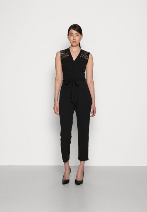Dámské Kombinéza Anna Field Occasion V Neck Belted Bez Rukávů Jumpsuit Černé | XZSW-09476