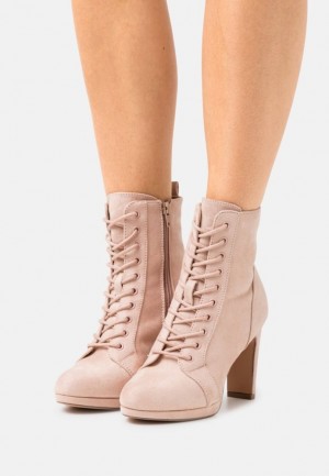 Dámské Kotníkové Boty Anna Field High Podpatku Ankle Boots Béžový | RPMX-37928