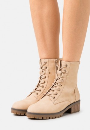Dámské Kotníkové Boty Anna Field Krajkové Up Ankle Boots Béžový | FCZM-94153