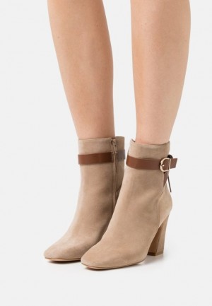 Dámské Kotníkové Boty Anna Field Læder High Podpatku Ankle Boots Béžový | CYEN-78951