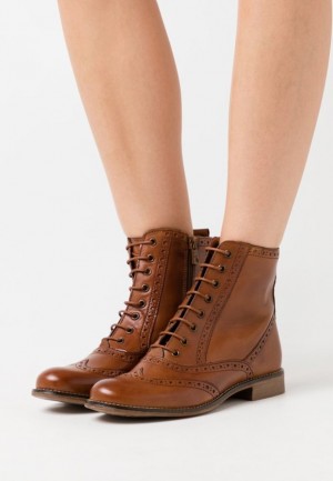 Dámské Kotníkové Boty Anna Field Læder Krajkové Up Ankle Boots Hnědé | NFAW-95381