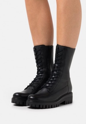 Dámské Kotníkové Boty Anna Field Læder Krajkové Up Ankle Boots Černé | ETBJ-43265