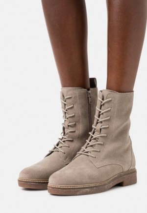 Dámské Kotníkové Boty Anna Field Læder Krajkové Up Ankle Boots Šedé Hnědé | TQGW-74951