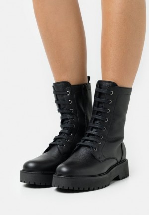 Dámské Kotníkové Boty Anna Field Læder Platformy Ankle Boots Černé | YPHU-70398