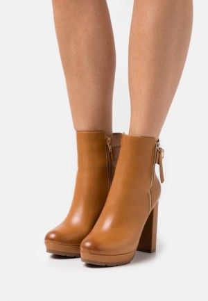 Dámské Kotníkové Boty Anna Field Læder Platformy Ankle Boots Hnědé | ZSWX-80135