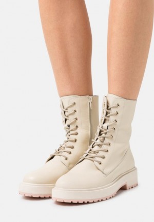 Dámské Kotníkové Boty Anna Field Læder Platformy Ankle Boots Béžový | SBDR-06237