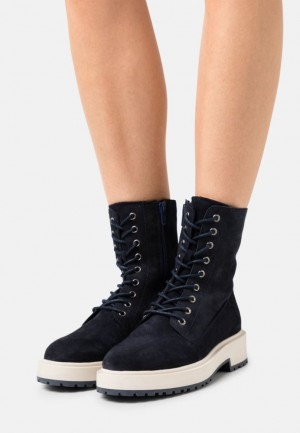Dámské Kotníkové Boty Anna Field Læder Platformy Ankle Boots Tmavě Blankyt | QTYF-56498