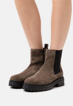 Dámské Kotníkové Boty Anna Field Læder Platformy Ankle Boots Šedé Hnědé | POUS-43502