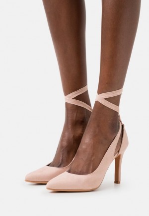 Dámské Lodičky Anna Field Krajkové Up Heels Světle Růžové | RBPZ-45078