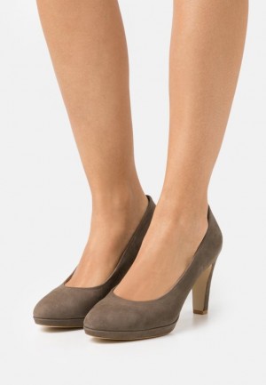 Dámské Lodičky Anna Field Læder Pohodlí High Heels Šedé Hnědé | SMAL-53078
