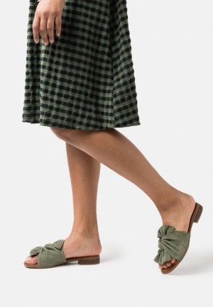 Dámské Pantofle Anna Field Læder Mules Zelene | YHRD-40251