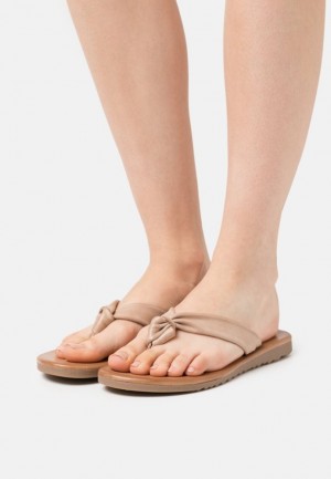 Dámské Pantofle Anna Field Læder T Bar Sandals Béžový | PVYH-30956