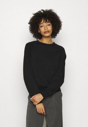 Dámské Pulovr Anna Field Basic Clean Crew Neck Sweatshirt Sweatshirt Černé | DMWJ-91470