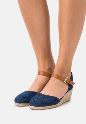 Dámské Sandály Anna Field Klínku Sandals Tmavě Blankyt | MTSK-62750