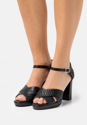 Dámské Sandály Anna Field Læder High Podpatku Sandals Černé | QYVT-62935