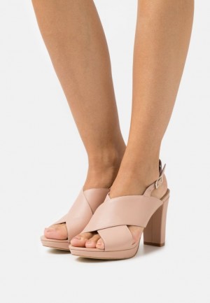 Dámské Sandály Anna Field Læder High Podpatku Sandals Světle Růžové | QAJV-14980
