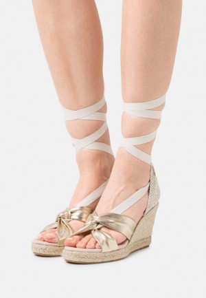 Dámské Sandály Anna Field Læder Klínku Sandals Zlaté | OMNJ-79164