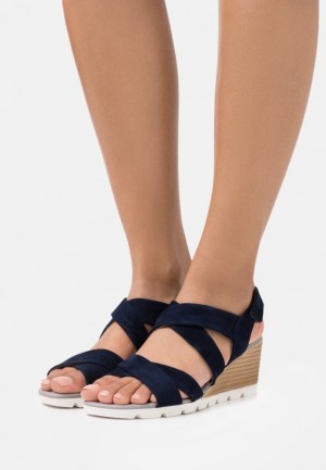 Dámské Sandály Anna Field Læder Klínku Sandals Blankyt | MZRI-95126