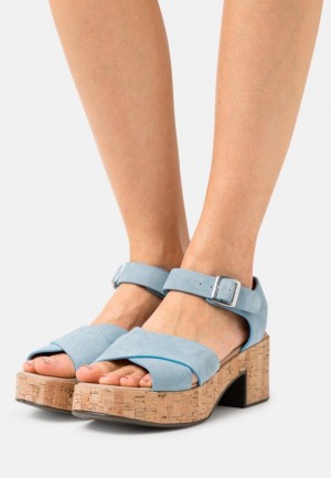 Dámské Sandály Anna Field Læder Platformy Sandals Světle Blankyt | NAWS-57124