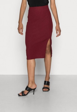 Dámské Sukně Anna Field Structured Fabric Midi High Waisted Pencil Vínové | ZWVX-60197
