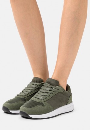 Dámské Tenisky Anna Field Læder Trainers Olivy Zelené | OYFL-98472