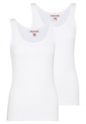 Dámské Tričko Anna Field 2 Pack Top Bílé | QJFU-01648