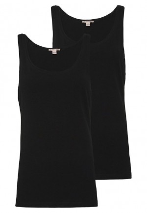Dámské Tričko Anna Field 2 Pack Top Černé | QZVS-28149